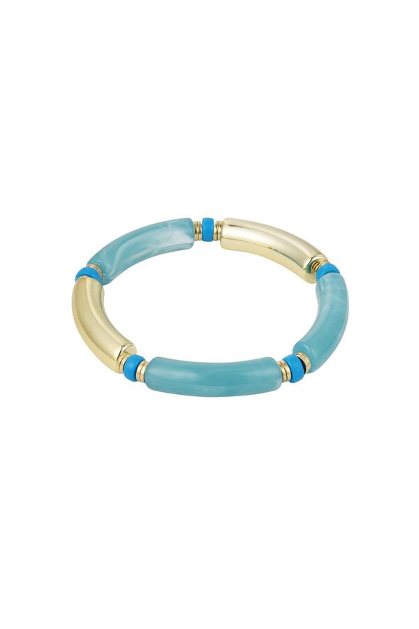 Pulsera tubo color/oro Azul & Oro Acrílico