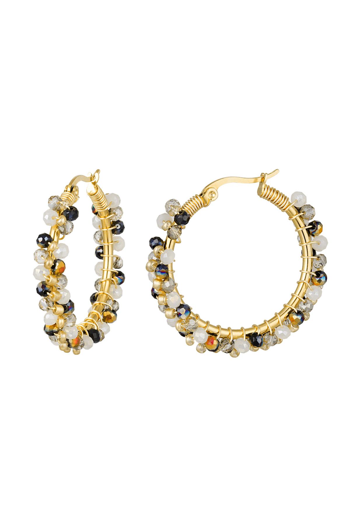 Earrings bead party Black & White Stainless Steel