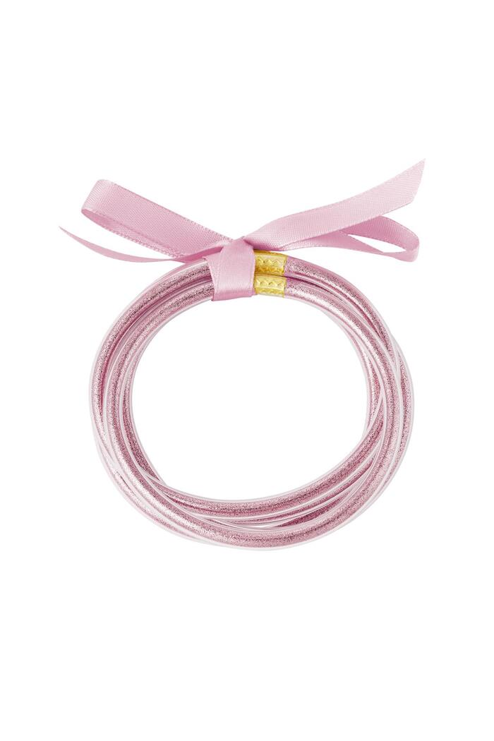 Glitter bracelets set Pink & Gold PVC 