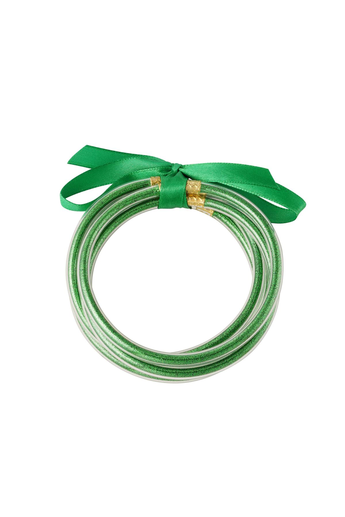 Glitter bracelets set Green &amp; Gold PVC