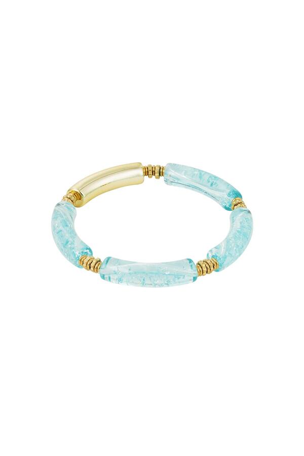 Tube bracelet with print Blue & Gold Acrylic