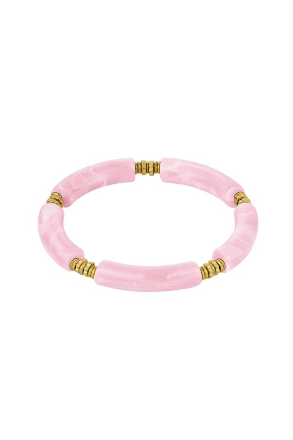 Tube bracelet with narrow beads Pale Pink Acrylic