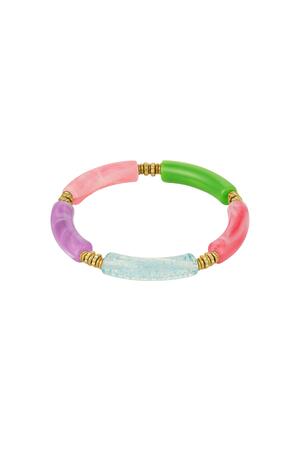 Tube bracelet multi-colored Pink & Green Acrylic h5 