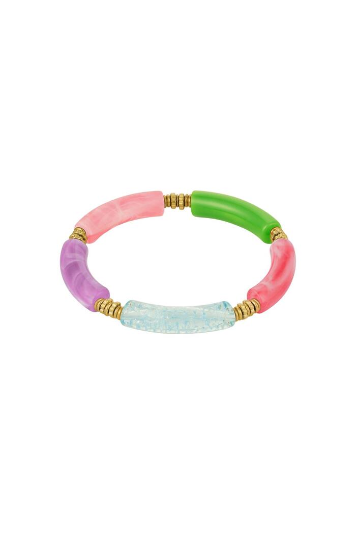 Tube bracelet multi-colored Pink & Green Acrylic 