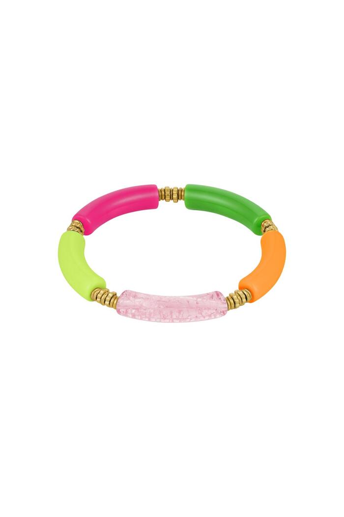 Bracelet tube multicolore Vert & Orange Acrylique 