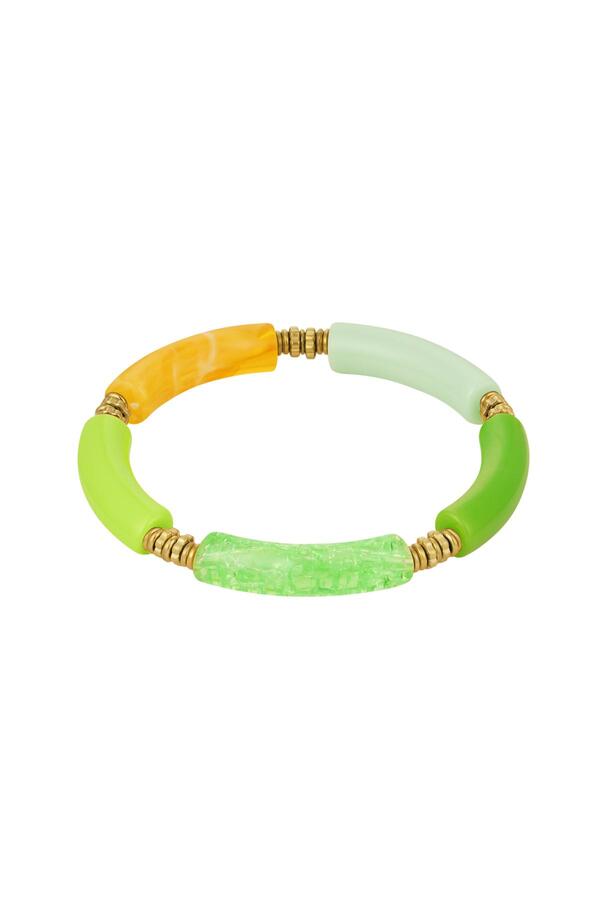 Tube bracelet different colors Green & Gold Acrylic