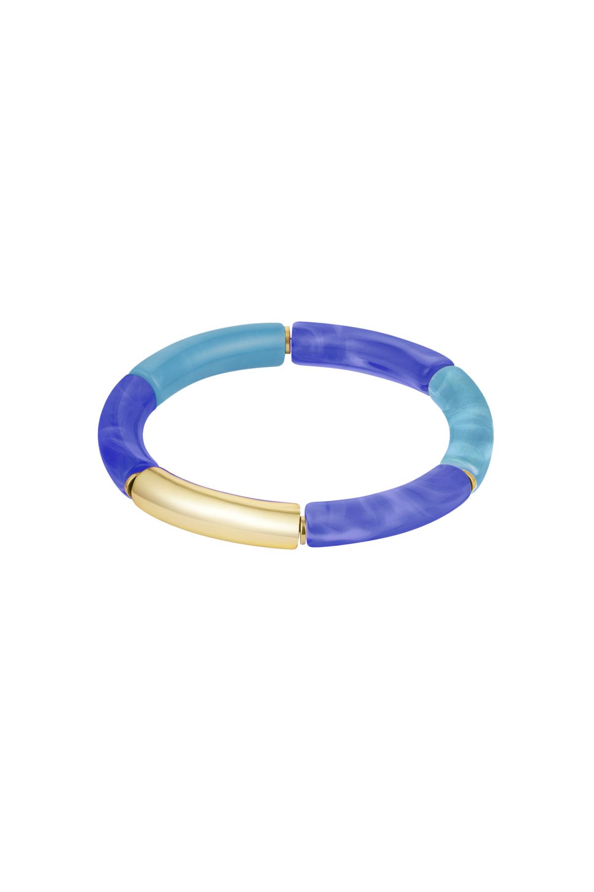 Tube bracelet with marble print Blue & Gold Acrylic
