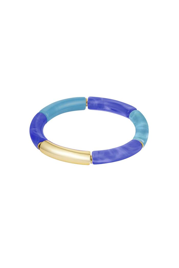 Tube bracelet with marble print Blue & Gold Acrylic 