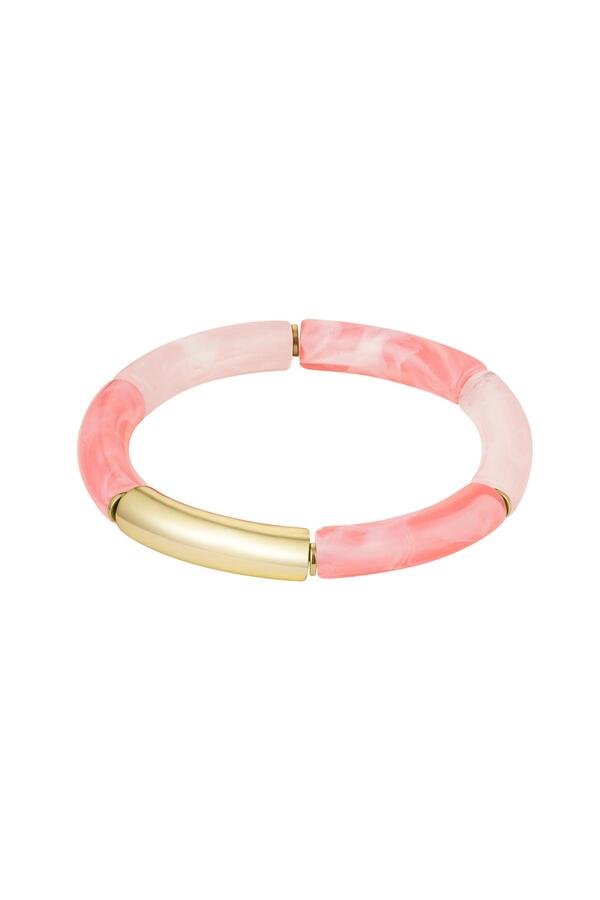 Tube armband met marmeren print Pink & Gold Acryl