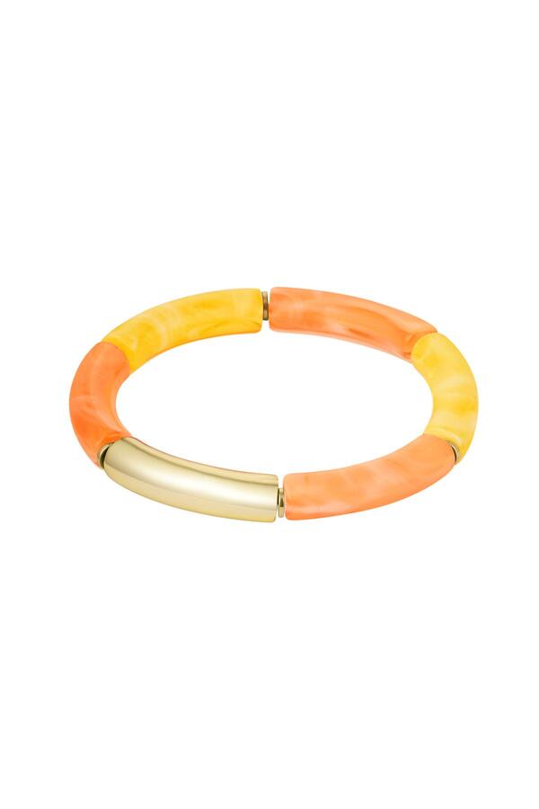 Tube bracelet with marble print Orange & Gold Acrylic