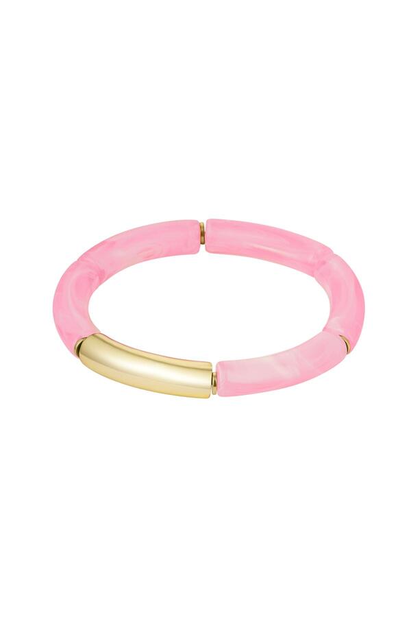 Tube bracelet colorful Pink & Gold Acrylic