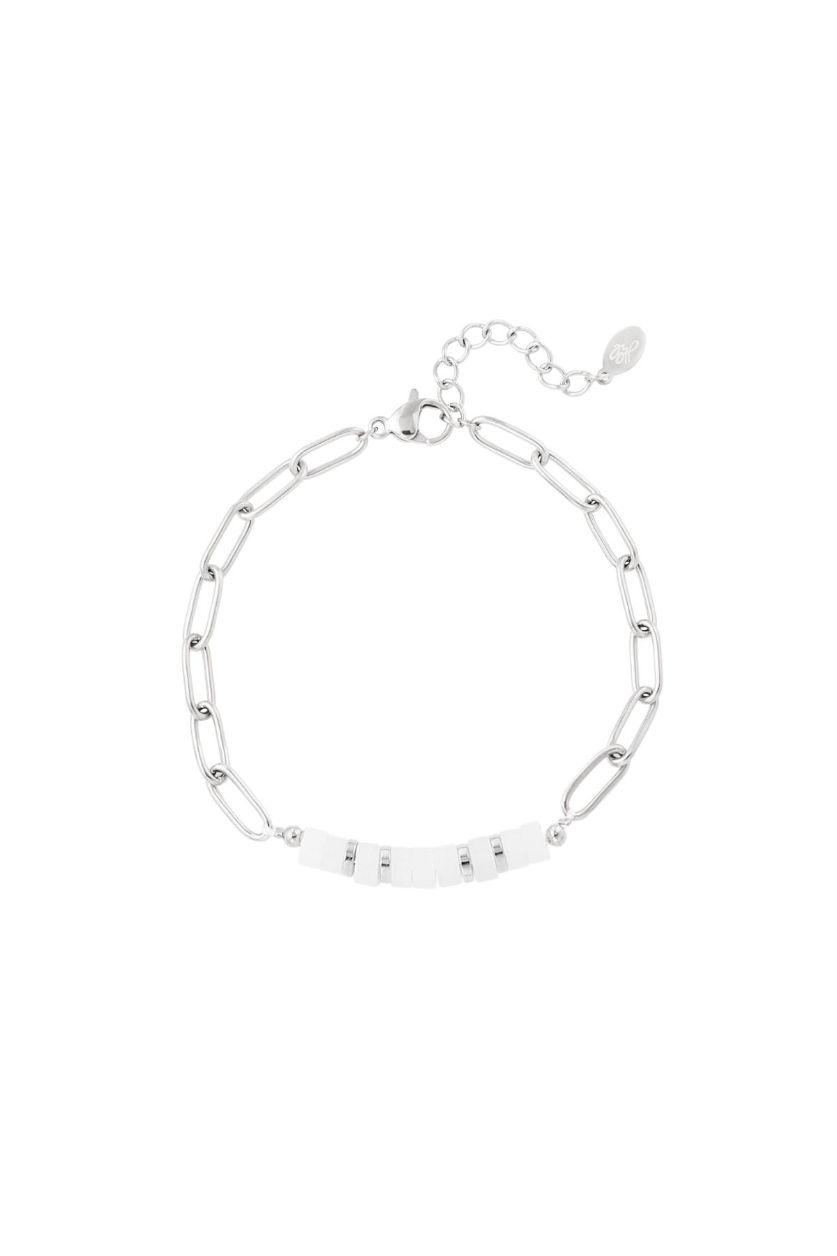 Link bracelet white details Silver Color Stainless Steel 2