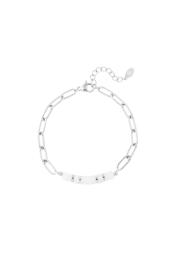 Link bracelet white details Silver Stainless Steel 