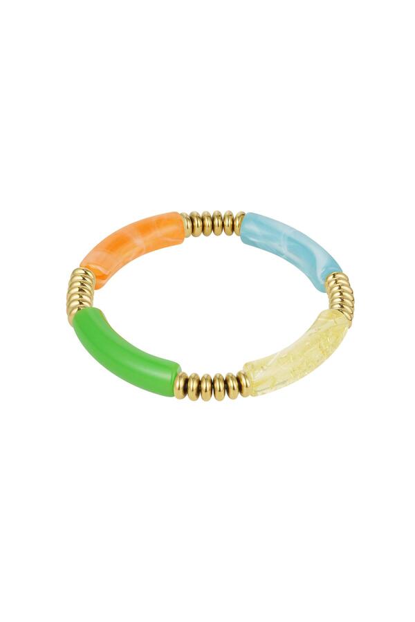 Bracelet tube multi Vert & Orange Acrylique