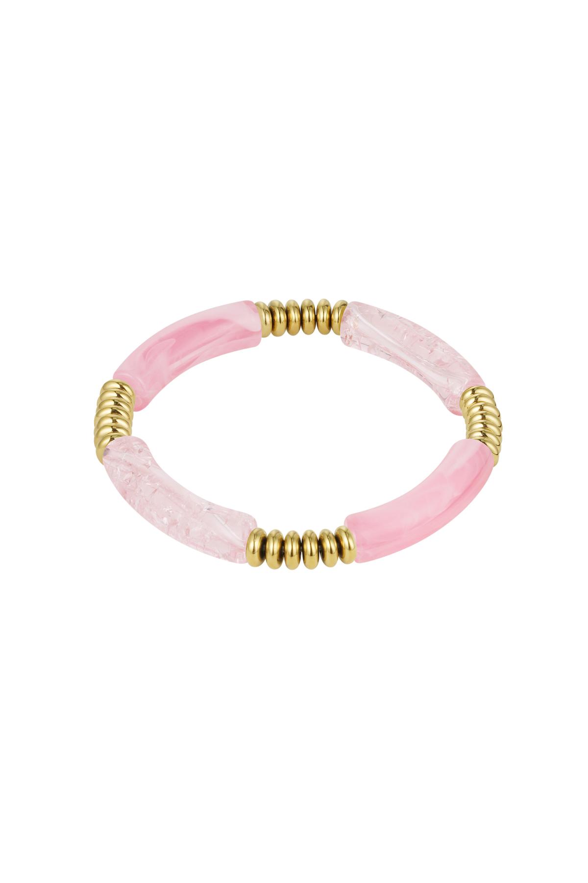 Tube bracelet beads Pink &amp; Gold Acrylic