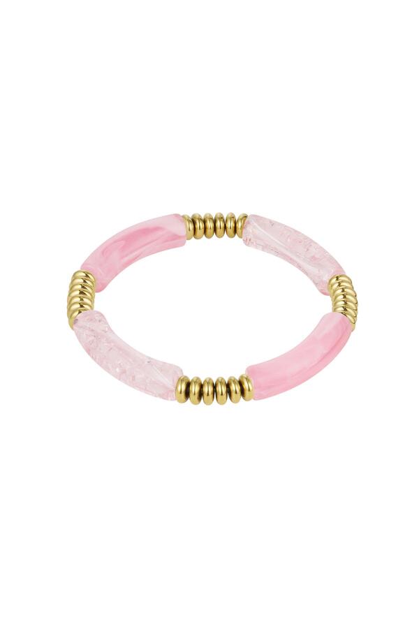 Tube bracelet beads Pink & Gold Acrylic