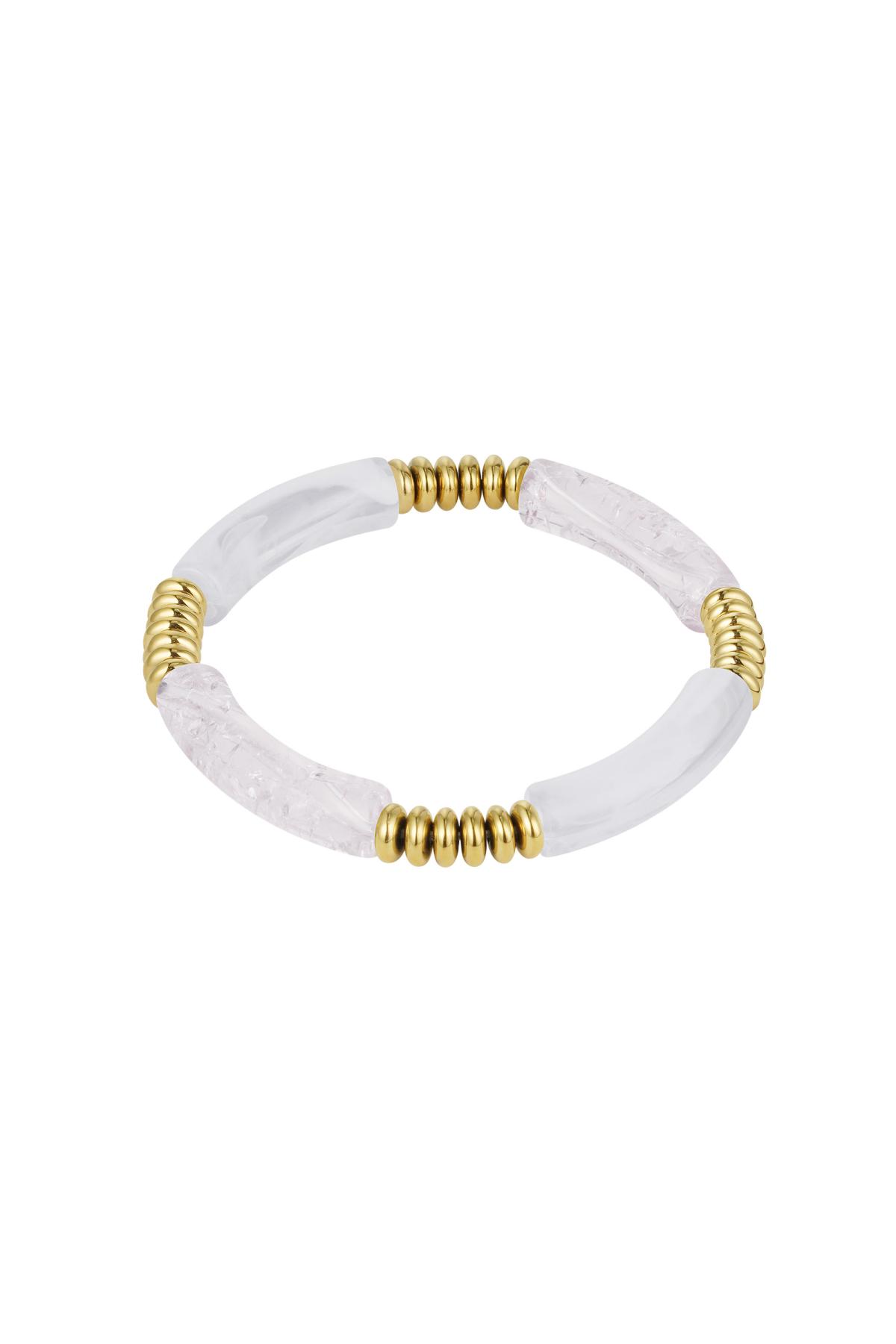 Bracelet tube perles Gris &amp; Or Acrylique