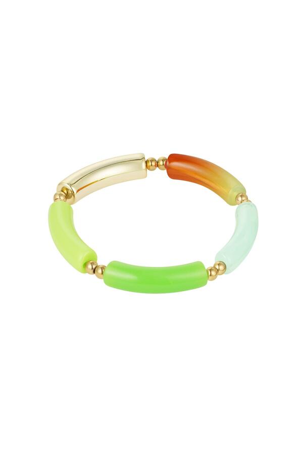 Tube bracelet colorful Green & Gold Acrylic