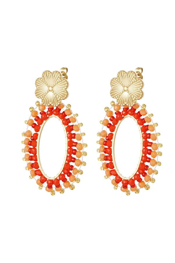 Earrings statement beads Orange Stainless Steel