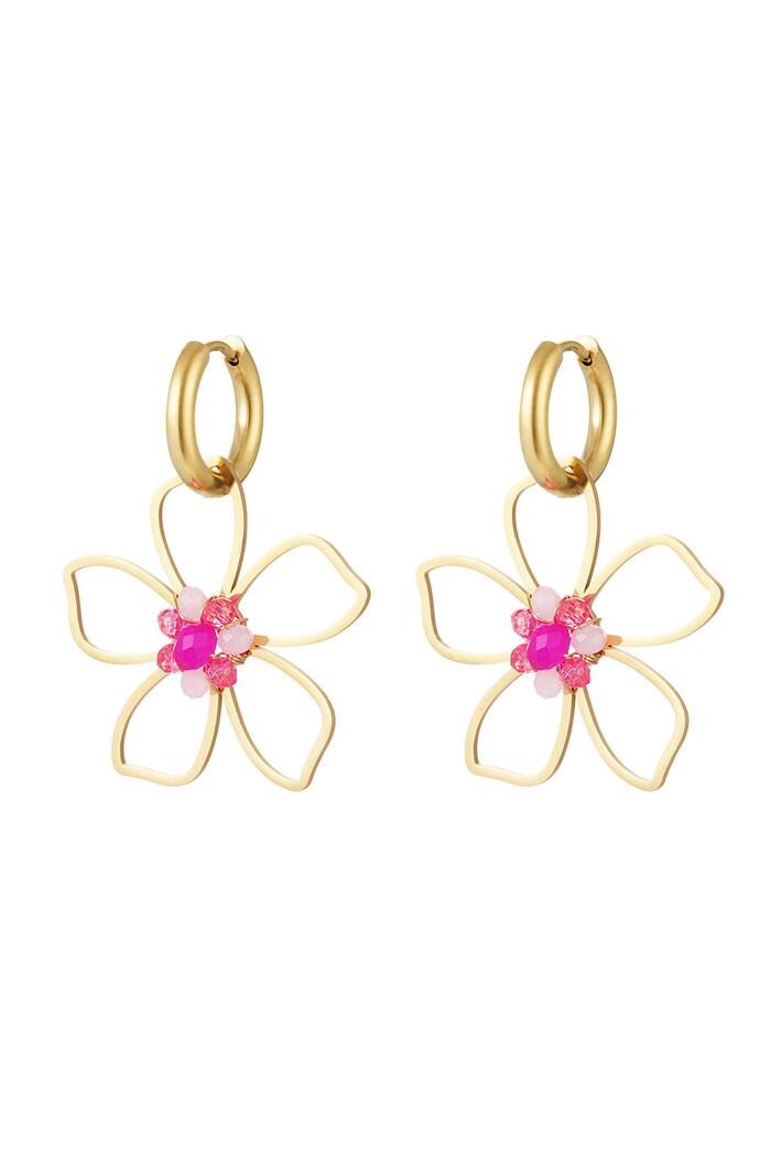 Earrings wild flower Pink & Gold Stainless Steel 