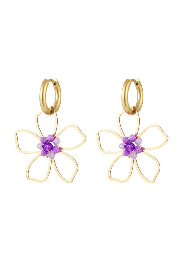 Earrings wild flower Purple Stainless Steel