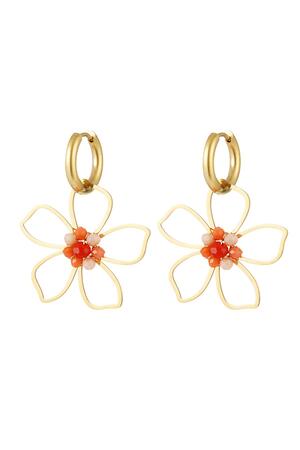 Earrings wild flower Orange & Gold Stainless Steel h5 