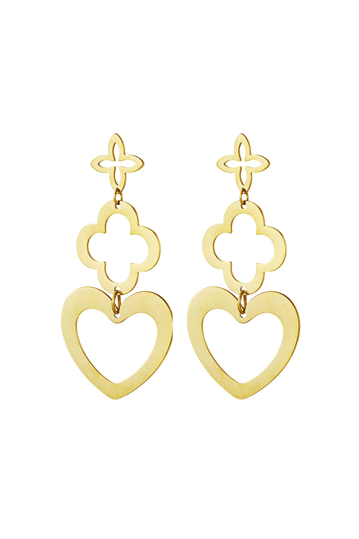 Statement earrings three charms Gold Stainless Steel