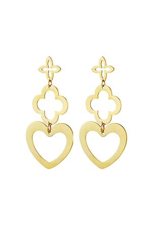 Statement earrings three charms Gold Stainless Steel h5 