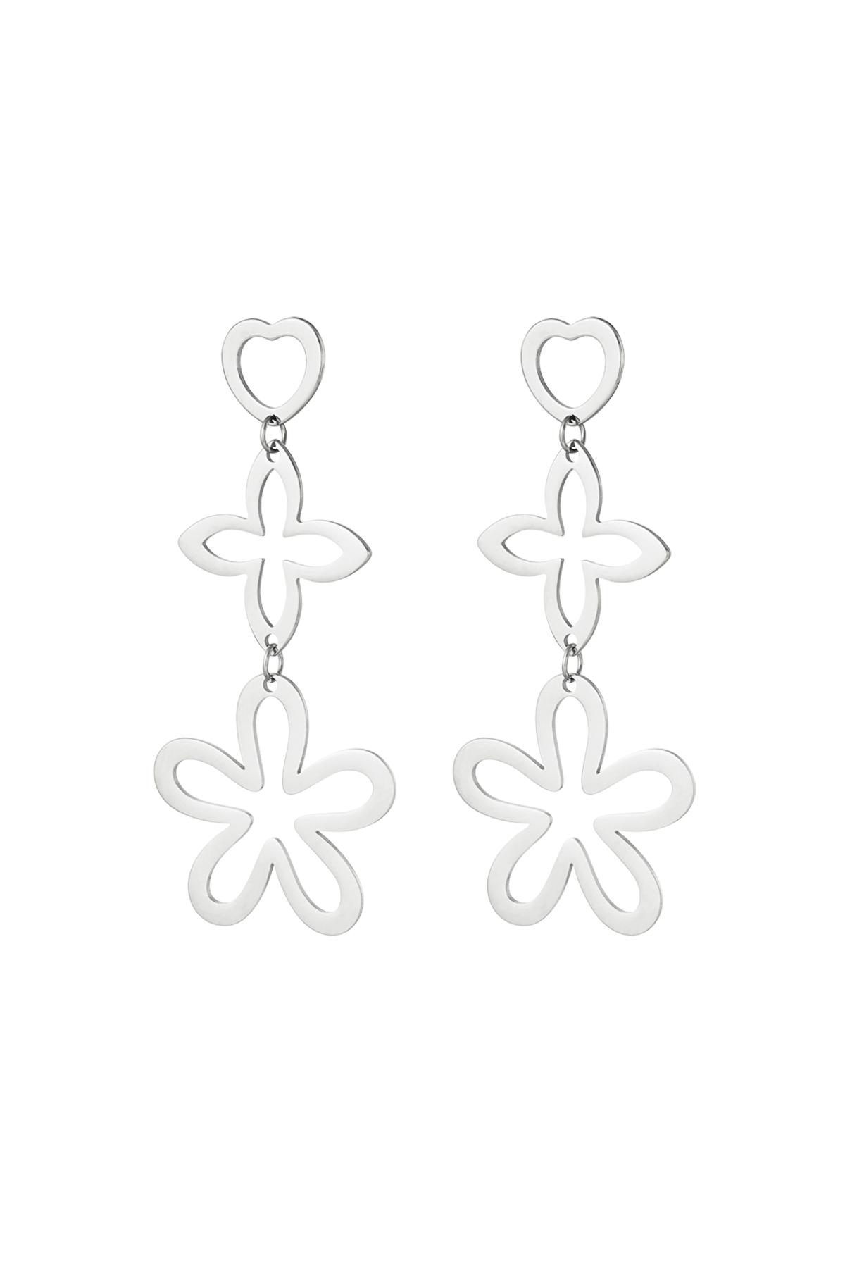 Statement earrings three charms Silver Stainless Steel 