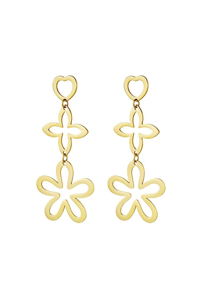 Statement earrings three charms Gold Stainless Steel 