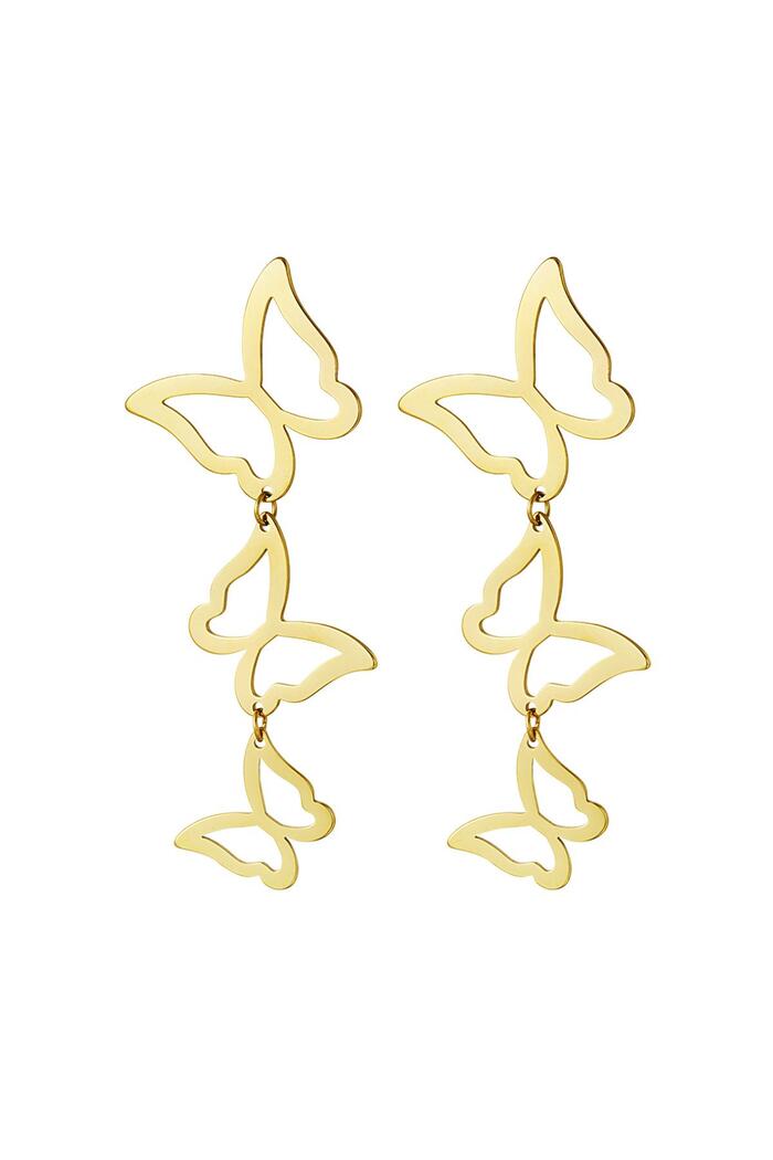 Statement earrings butterflies Gold Stainless Steel 