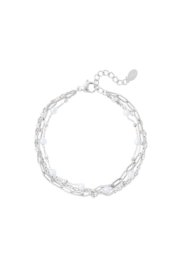 Bracelet three layers of colored details Silver Stainless Steel 