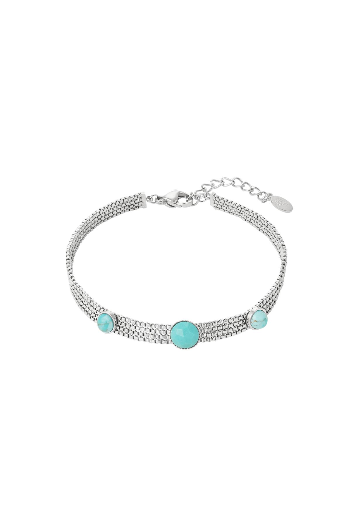Statement bracelet natural stones - Natural stones collection Blue &amp; Silver Stainless Steel