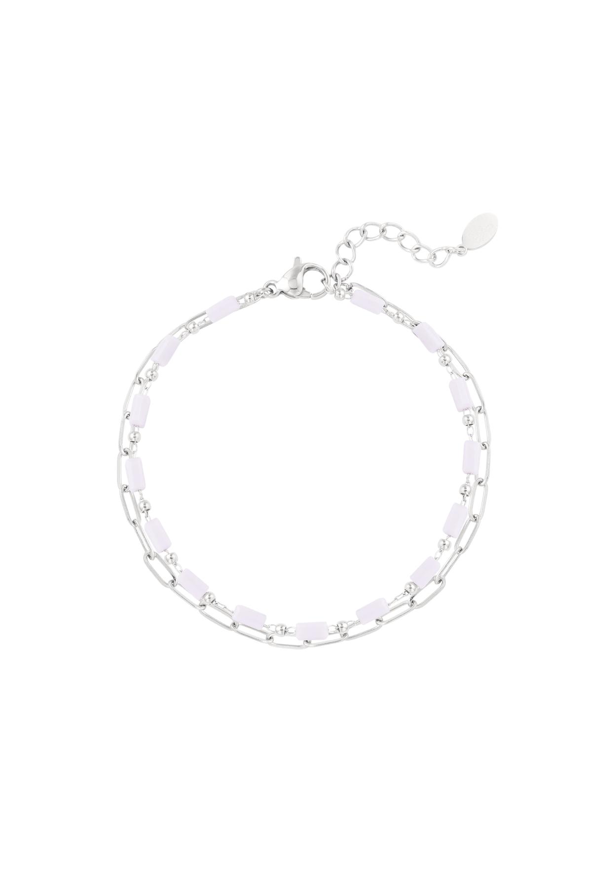 Doppie maglie/perline del braccialetto Pink & Silver Stainless Steel h5 