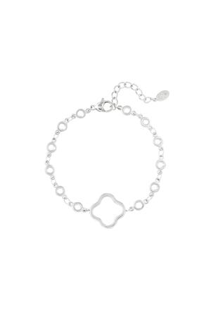 Bracelet circles with clover Silver Stainless Steel h5 