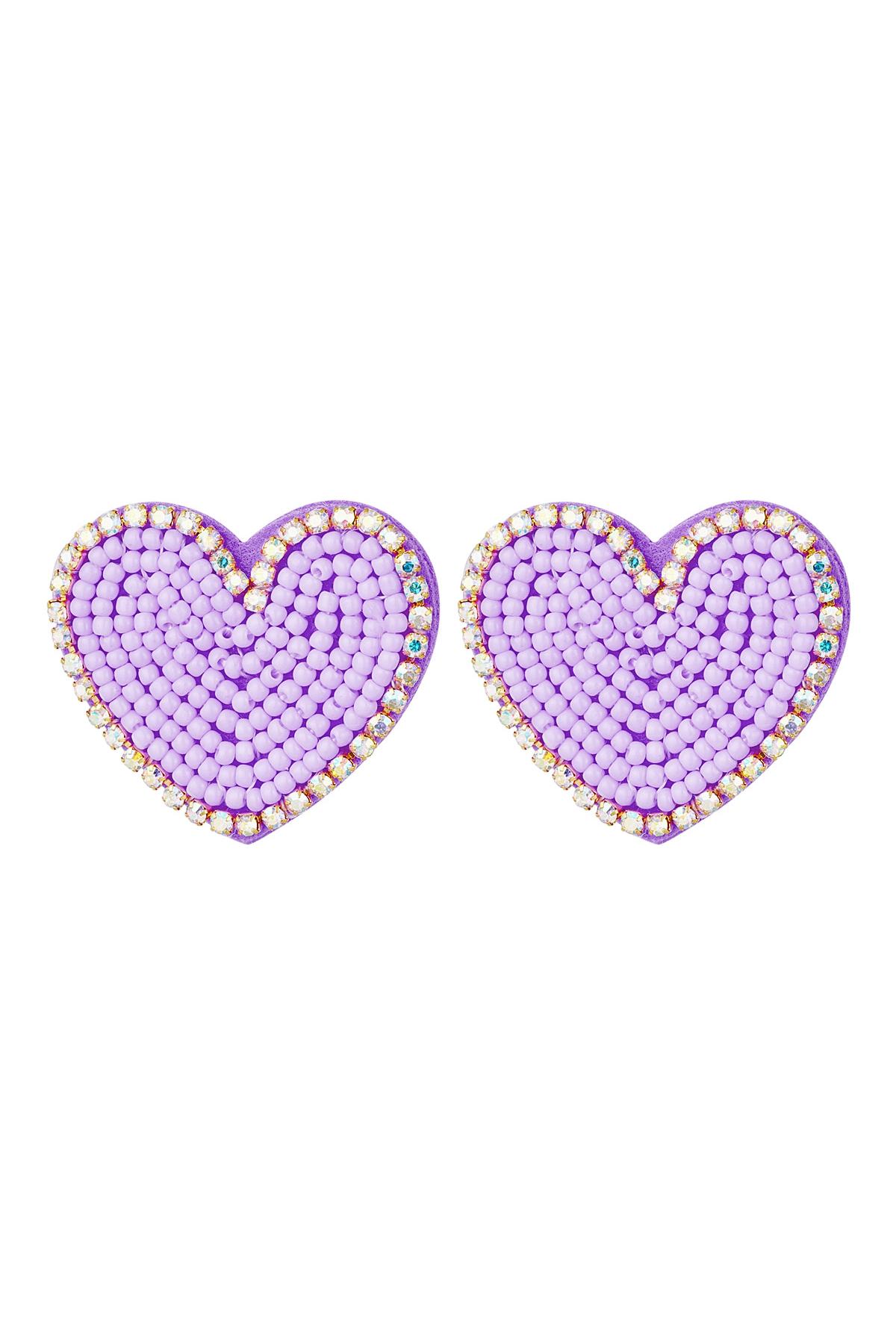 Orecchini a cuore di perline con strass Lilac Glass