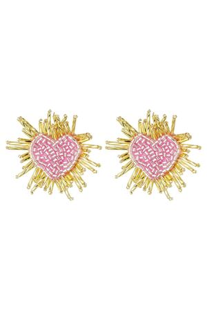 Beaded earrings sun heart Pink Glass h5 
