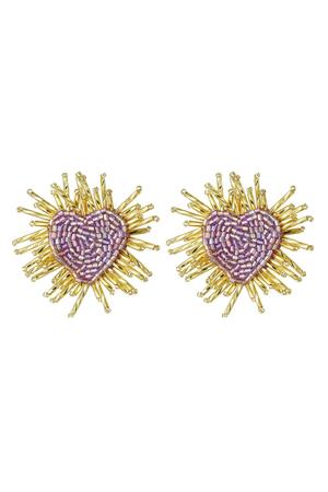 Beaded earrings sun heart Lilac Glass h5 