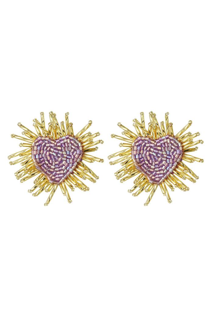 Beaded earrings sun heart Lilac Glass 