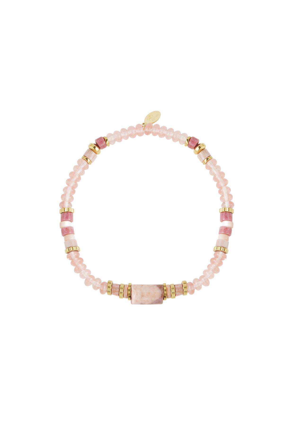 Bracelet perles party - Collection pierres naturelles Rose &amp; Or Acier inoxydable