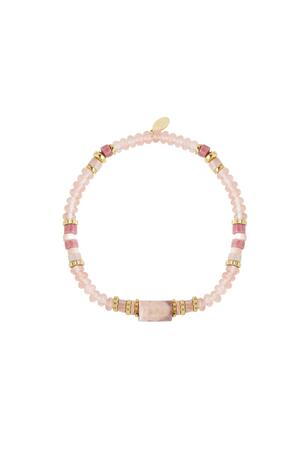 Bracelet beads party - Natural stones collection Pink & Gold Stainless Steel h5 