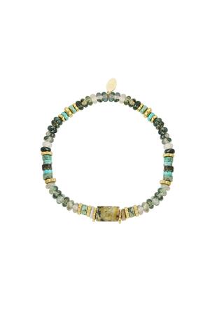 Bracelet beads party - Natural stones collection Green & Gold Stainless Steel h5 