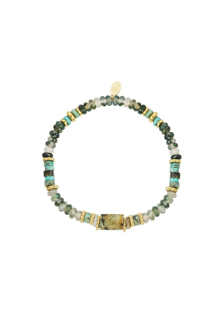 Bracelet beads party - Natural stones collection Green & Gold Stainless Steel 