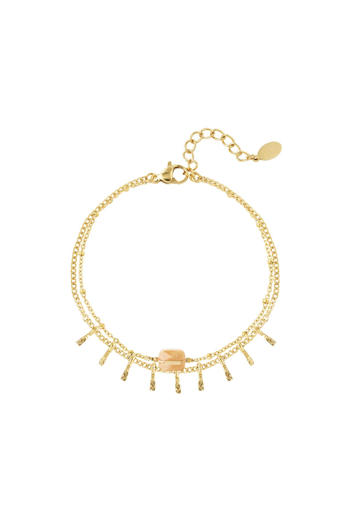 Bracelet with details - Natural stones collection Orange &amp; Gold