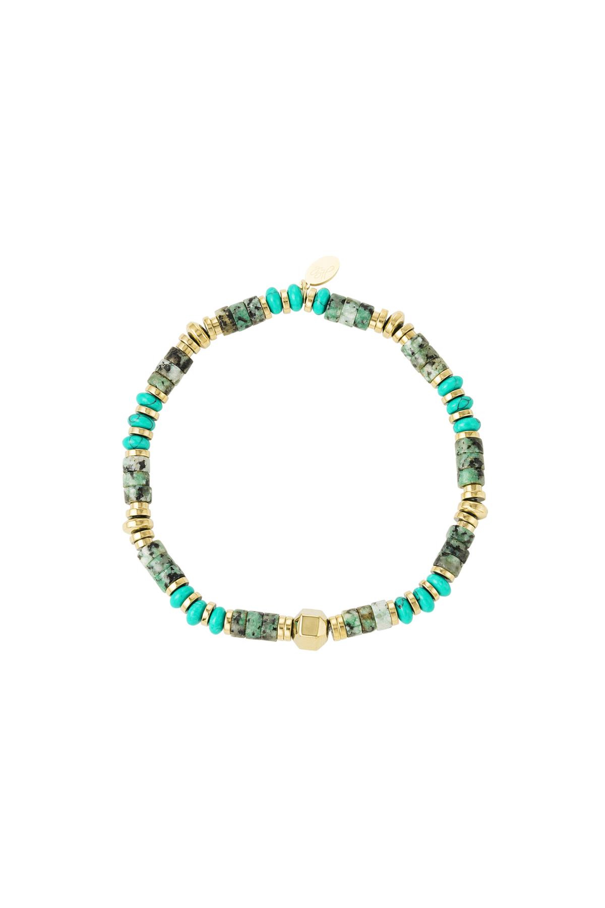 Bracelet perles joyeuses - Collection pierres naturelles Vert &amp; Or Stone
