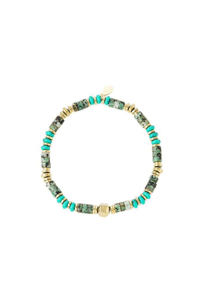 Bracelet perles joyeuses - Collection pierres naturelles Vert & Or Stone 