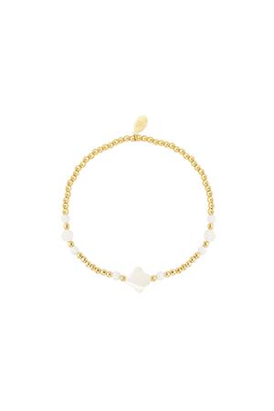 Bracelet perlé trèfle - Collection pierres naturelles Or Hématite h5 