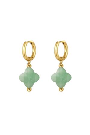 Earrings clover color - Natural stones collection Green & Gold Stainless Steel h5 