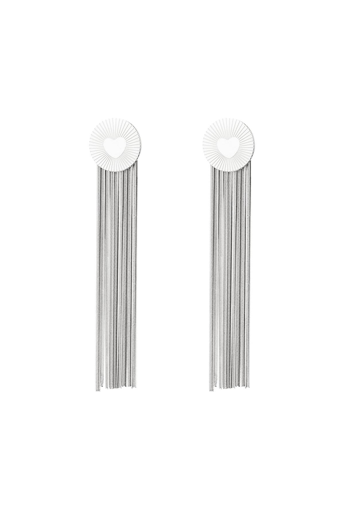 Pendientes llamativos redondo/corazón Plata Acero inoxidable