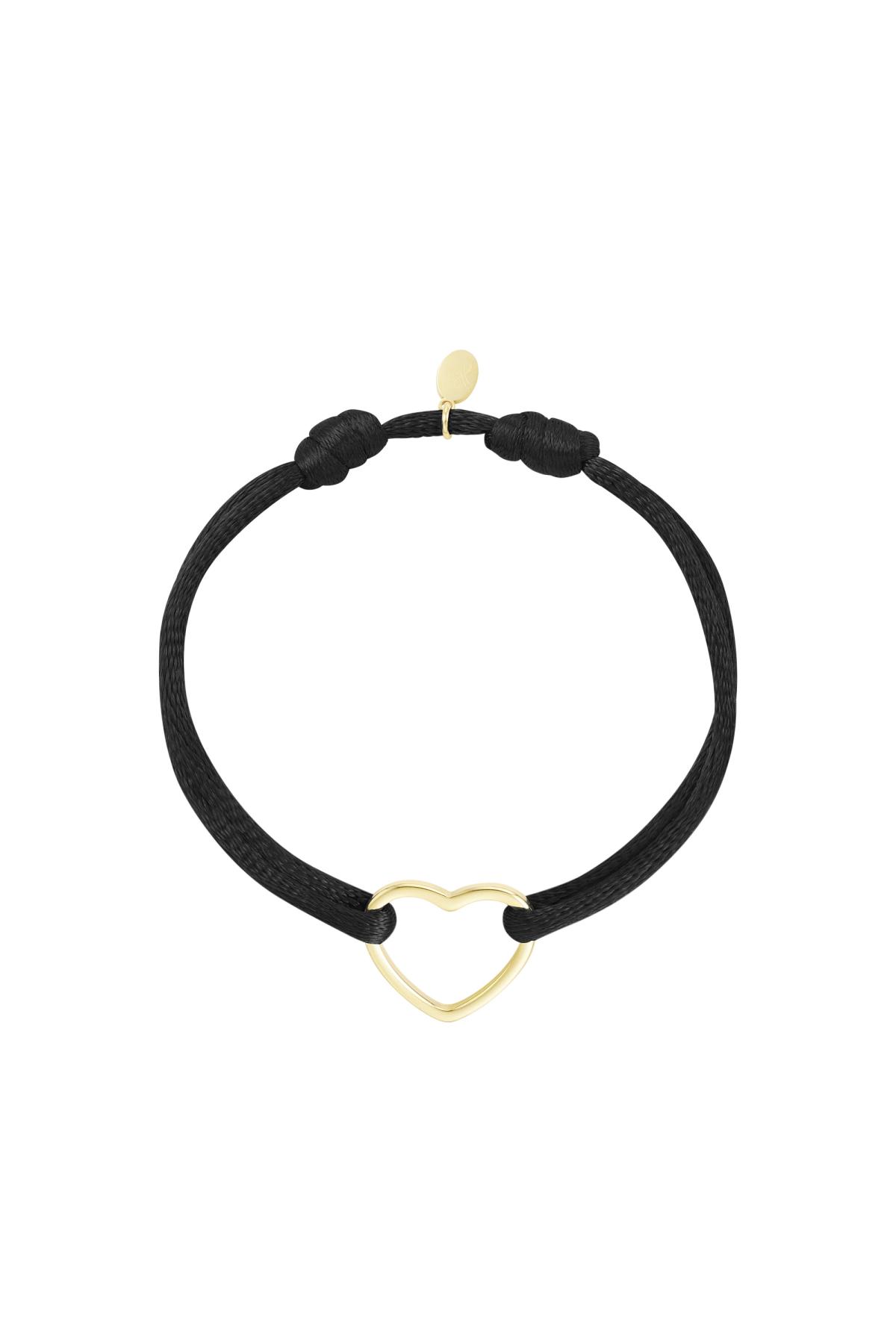 Fabric bracelet heart Black & Gold Stainless Steel h5 